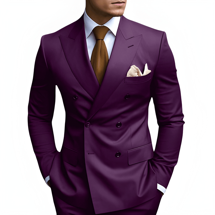 Men's Double-Breasted Suit - Slim Fit Elegance
