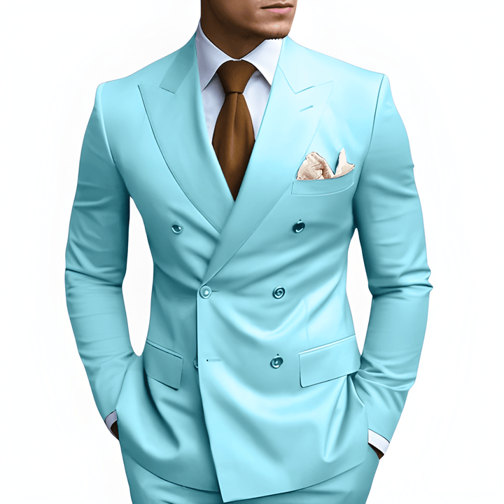 Men's Double-Breasted Suit - Slim Fit Elegance