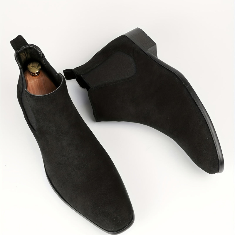 Men's Elastic Ankle Boots - Slip-On Comfort - Black