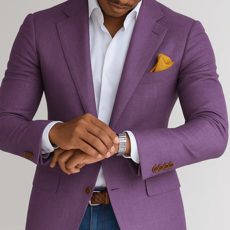 Men's Elegant Blazer - Modern Tailored Fit - Purple
