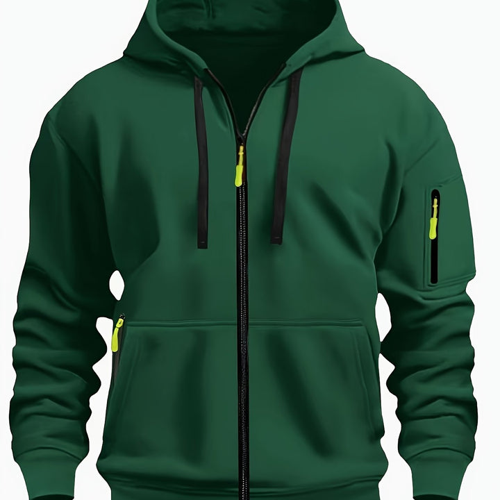Men's Everyday Zip-Up Hoodie in dark green, Relaxed Fit