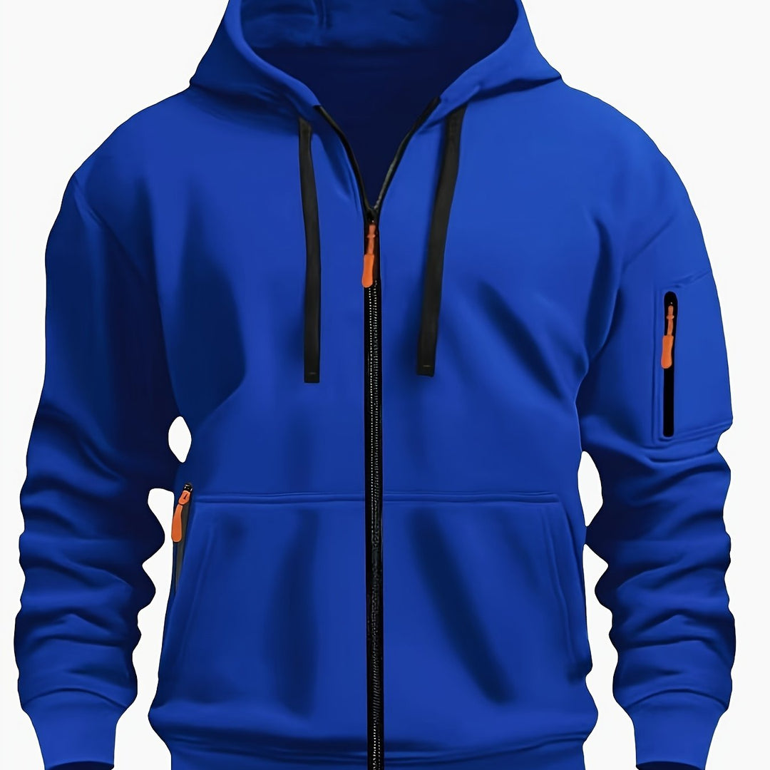 Men's Everyday Zip-Up Hoodie in royal blue, Relaxed Fit