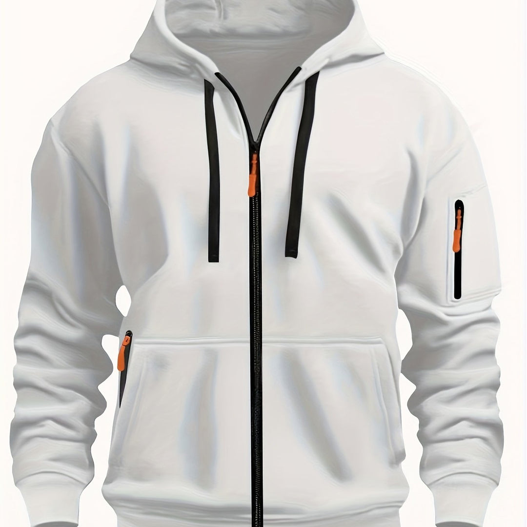 Men's Everyday Zip-Up Hoodie in white, Relaxed Fit