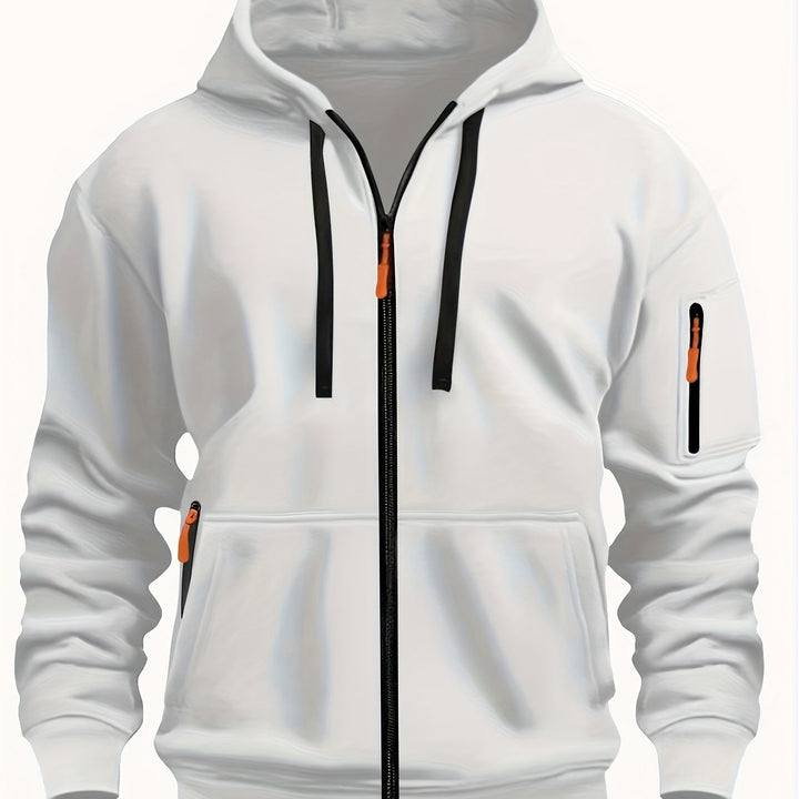 Men's Everyday Zip-Up Hoodie in white, Relaxed Fit
