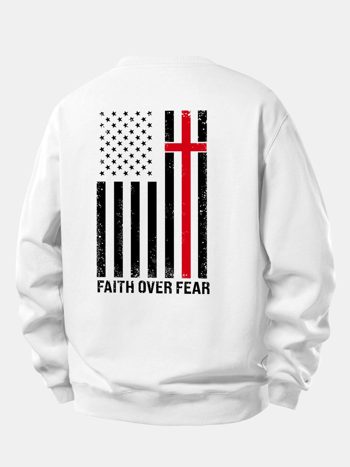 Men's Faith Over Fear Slogan Sweatshirt – Relaxed Crew Neck - White