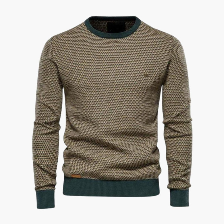 Men's Fine Knit Crew Neck Sweater - Classic Everyday Style - Green