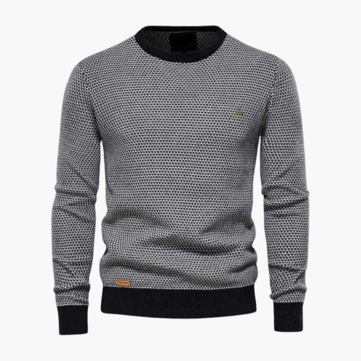 Men's Fine Knit Crew Neck Sweater - Classic Everyday Style - Grey