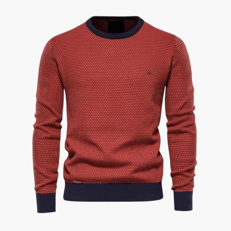 Men's Fine Knit Crew Neck Sweater - Classic Everyday Style - Red