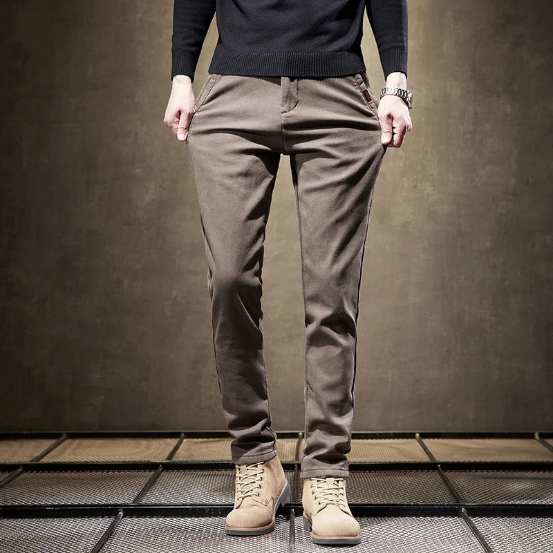 Men's Fleece-Lined Slim Fit Pants - Casual Cowboy Style