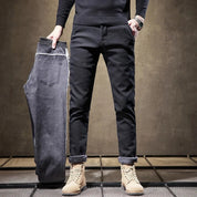 Men's Fleece-Lined Slim Fit Pants - Casual Cowboy Style