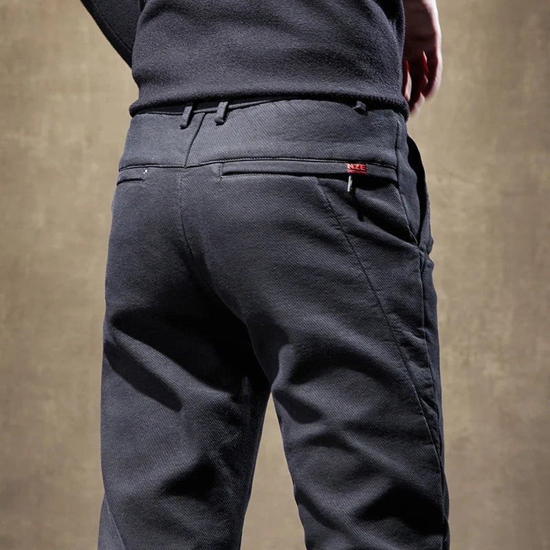 Men's Fleece-Lined Slim Fit Pants - Casual Cowboy Style