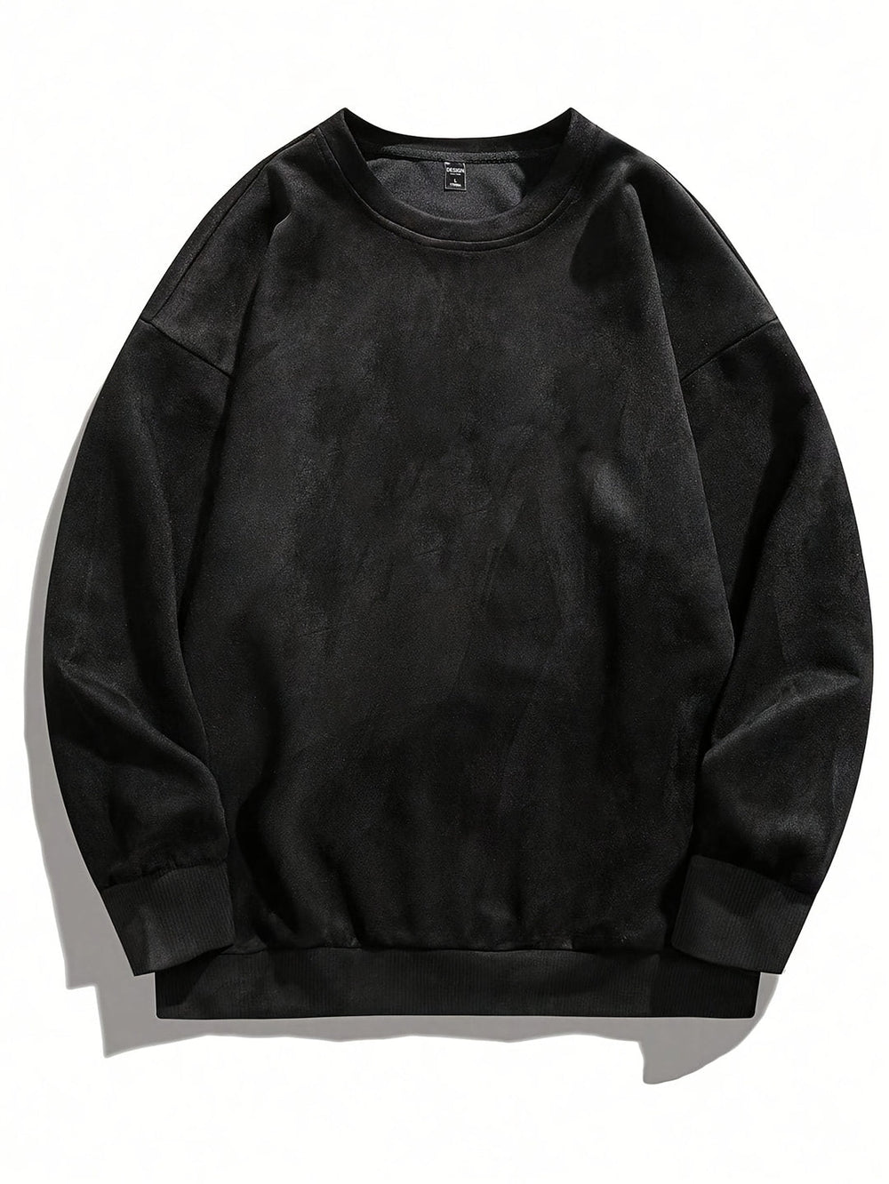 Men's Fleece Sweatshirt - Classic Crew Neck - Black