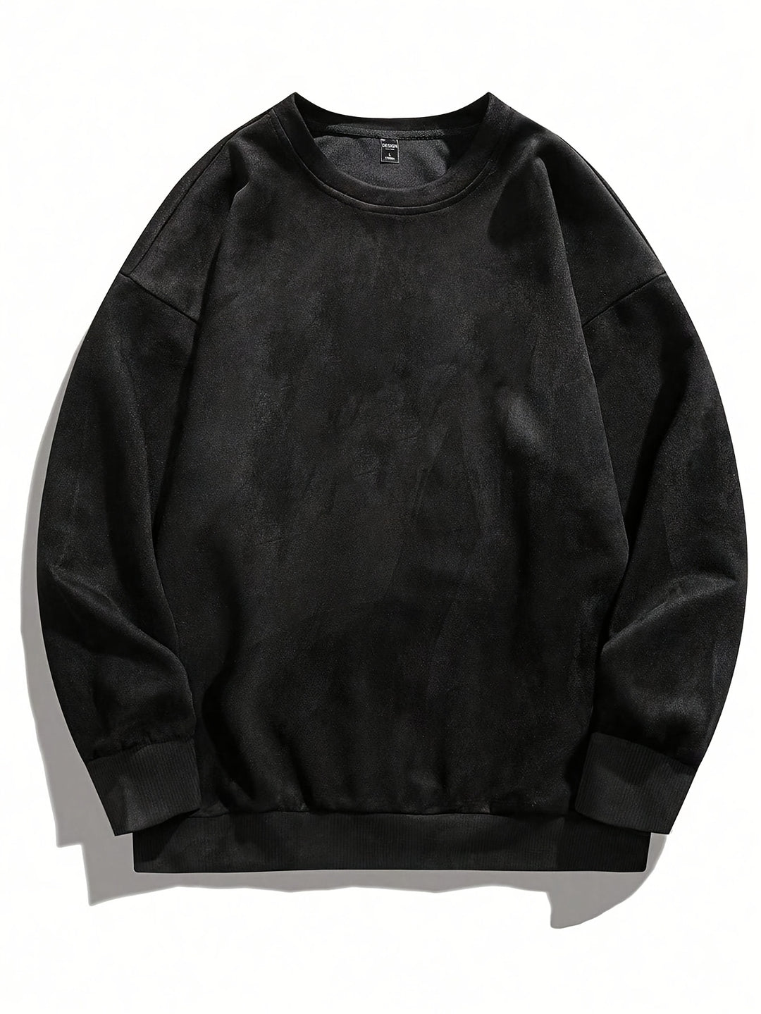 Men's Fleece Sweatshirt - Classic Crew Neck - Black