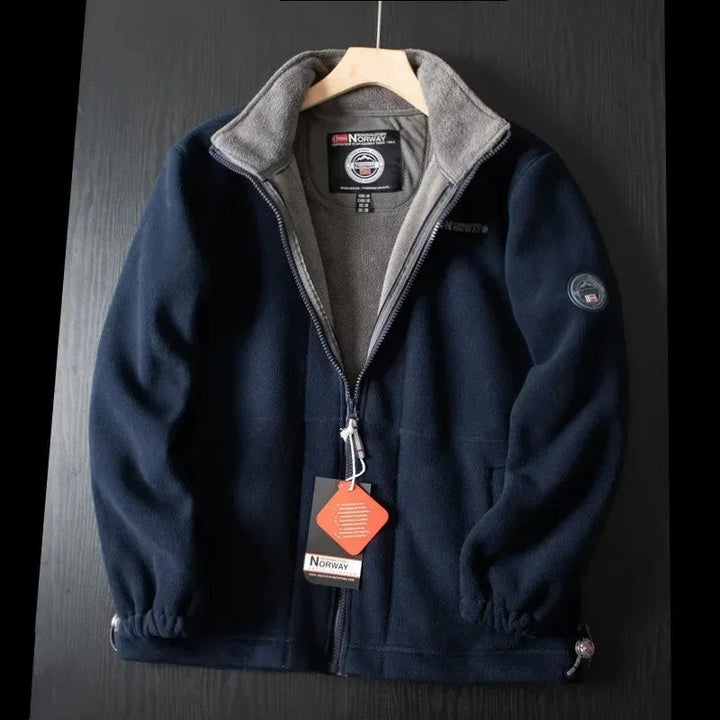 Men's Fleece Winter Jacket - Warm & Modern Fit - Blue
