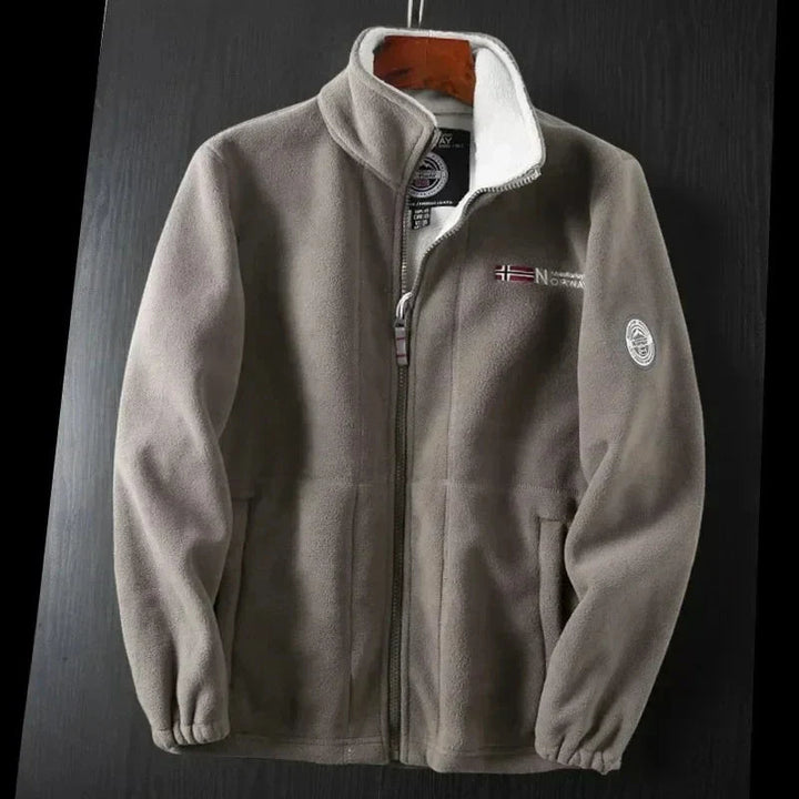 Men's Fleece Winter Jacket - Warm & Modern Fit - Brown