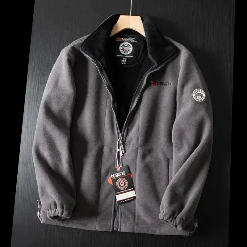 Men's Fleece Winter Jacket - Warm & Modern Fit - Grey