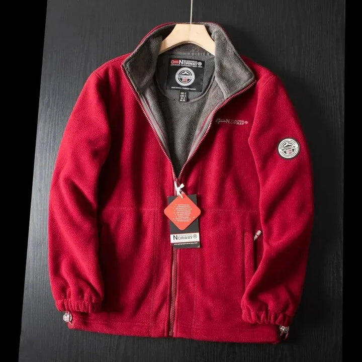Men's Fleece Winter Jacket - Warm & Modern Fit - Red