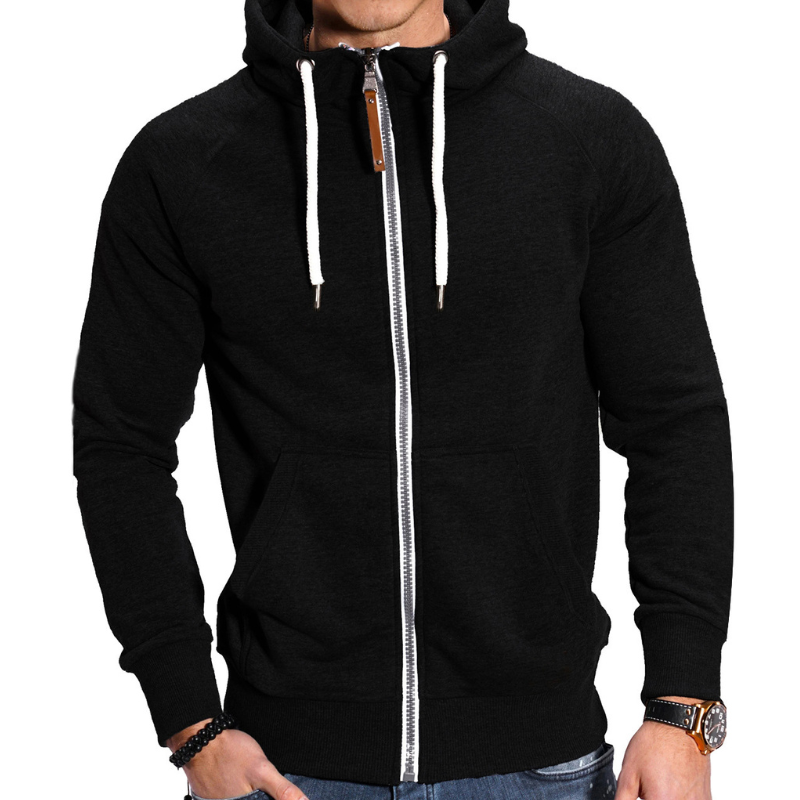 Men's Full-Zip Hoodie – Comfortable Casual Sportswear - Black 2