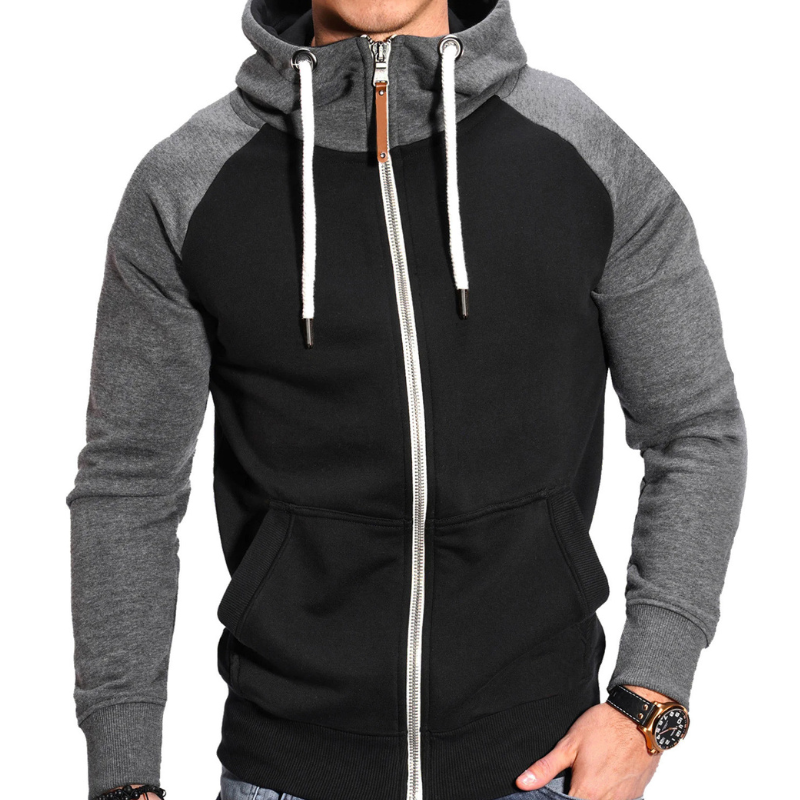 Men's Full-Zip Hoodie – Comfortable Casual Sportswear - Black