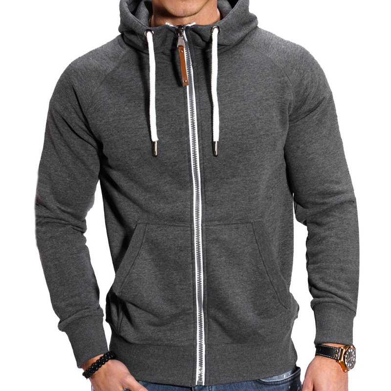 Men's Full-Zip Hoodie – Comfortable Casual Sportswear - Dark Grey 2