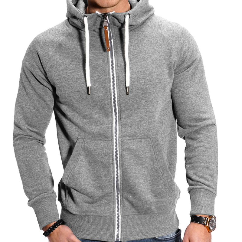 Men's Full-Zip Hoodie – Comfortable Casual Sportswear - Grey 2