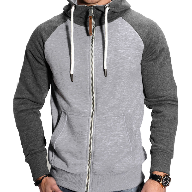 Men's Full-Zip Hoodie – Comfortable Casual Sportswear - Grey