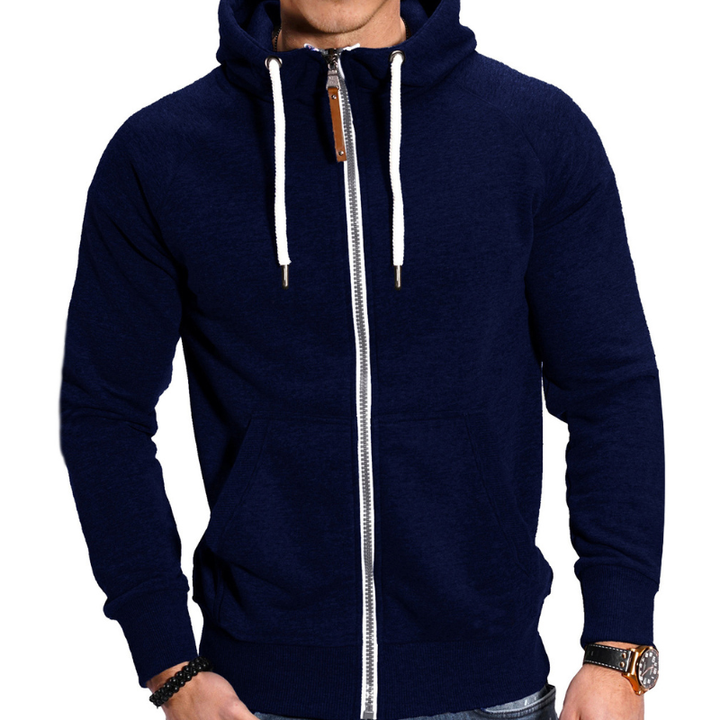 Men's Full-Zip Hoodie – Comfortable Casual Sportswear - Navy Blue