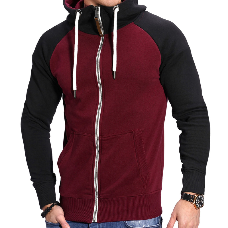 Men's Full-Zip Hoodie – Comfortable Casual Sportswear - Red