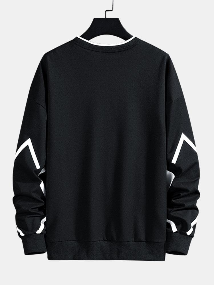 Men's Geometric Print Crew Neck Sweatshirt - Relaxed Fit