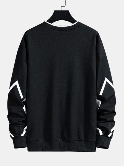 Men's Geometric Print Crew Neck Sweatshirt - Relaxed Fit