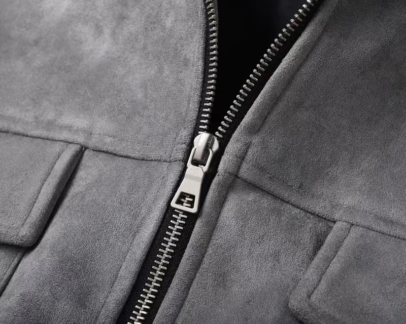 Men's Grey Zip Jacket - Timeless Winter Style