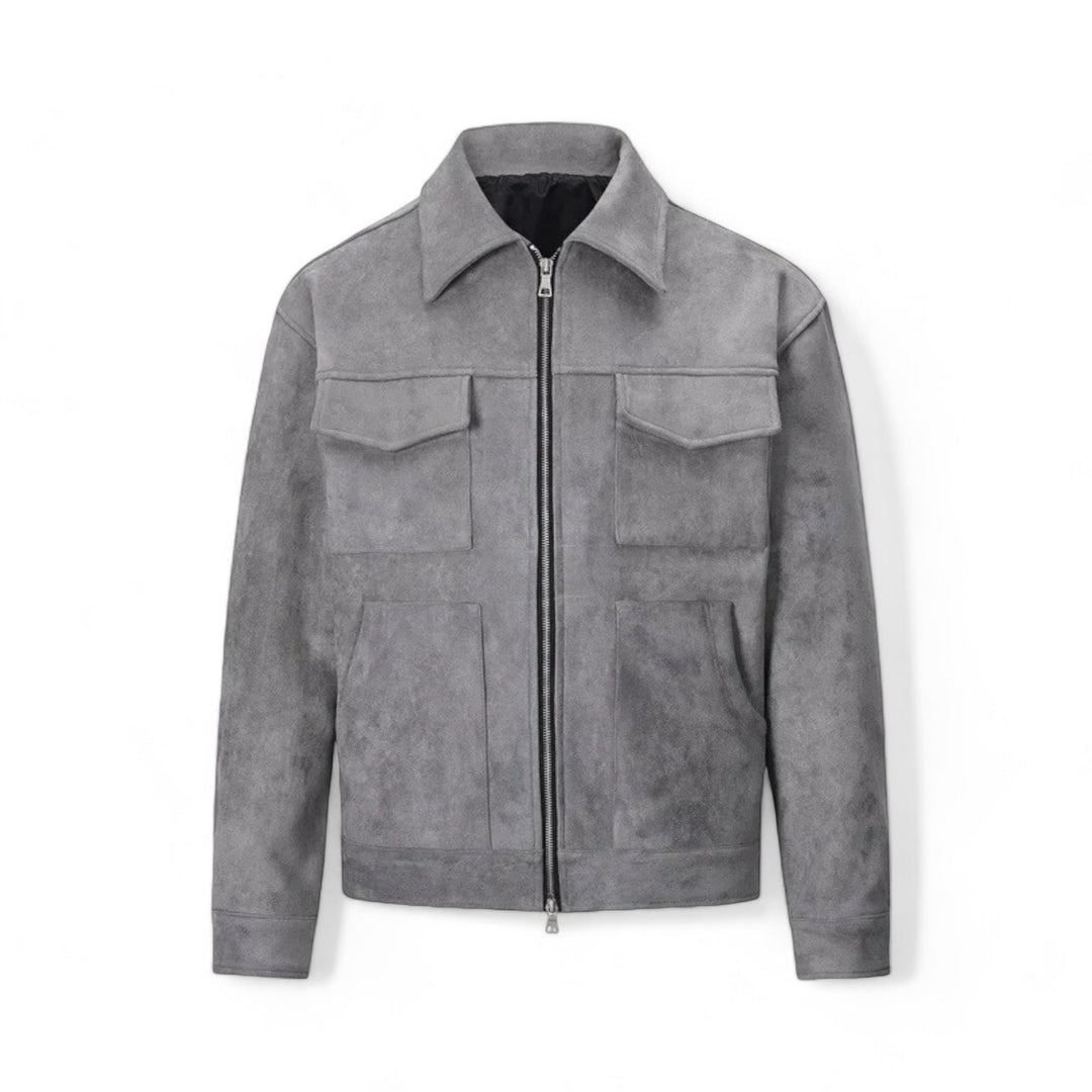 Men's Grey Zip Jacket - Timeless Winter Style - Grey