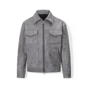 Men's Grey Zip Jacket - Timeless Winter Style - Grey