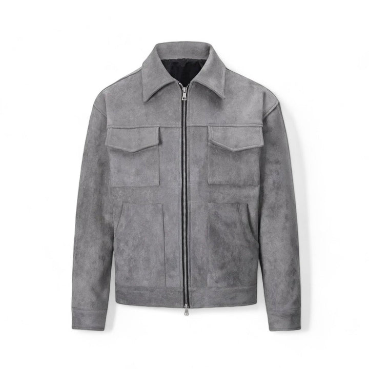 Men's Grey Zip Jacket - Timeless Winter Style - Grey