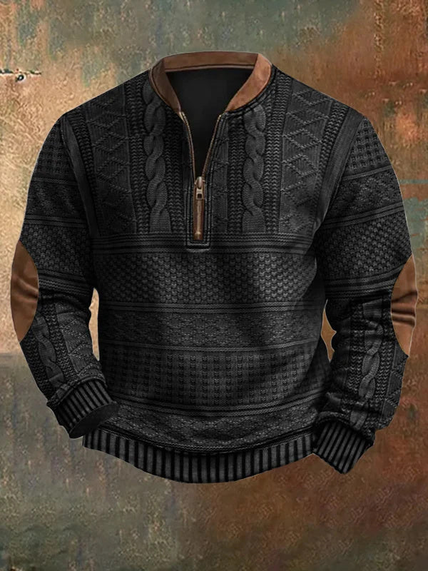 Men's Half-Zip Knit Sweater - Classic Warmth & Versatile Style