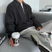 Men's Half-Zip Pullover Sweater - Relaxed Fit Casual