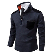 Men's Half Zip Sweater – Fine Knit Crewneck - Blue