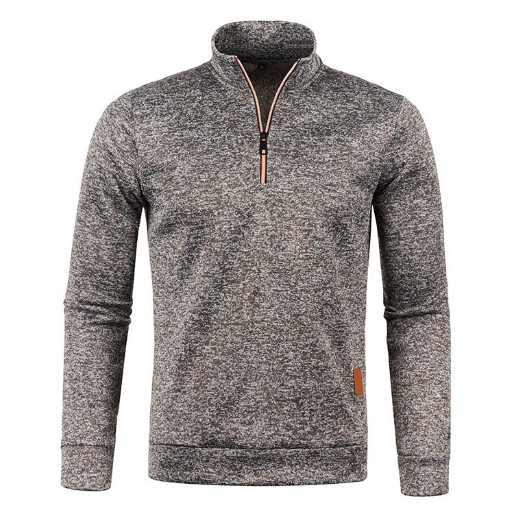 Men's Half Zip Turtleneck Sweater - Warm Winter Knit - Brown