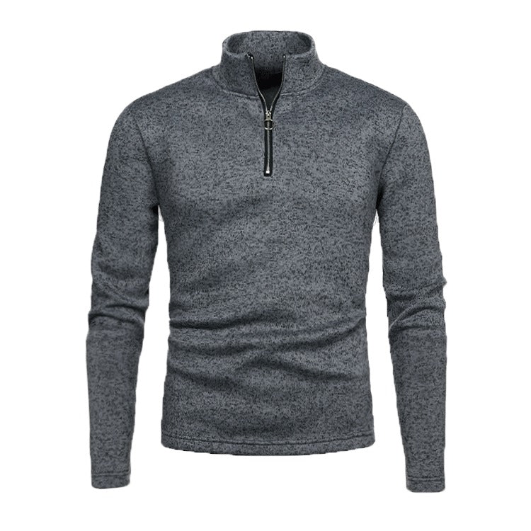 Men's Half Zip Turtleneck Sweater - Warm Winter Knit - Charcoal