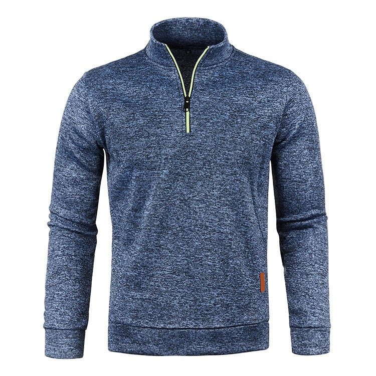 Men's Half Zip Turtleneck Sweater - Warm Winter Knit - Navy