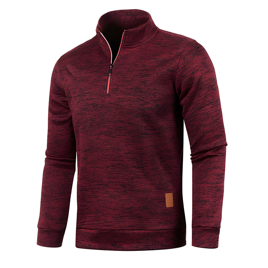 Men's Half Zip Turtleneck Sweater - Warm Winter Knit - Red