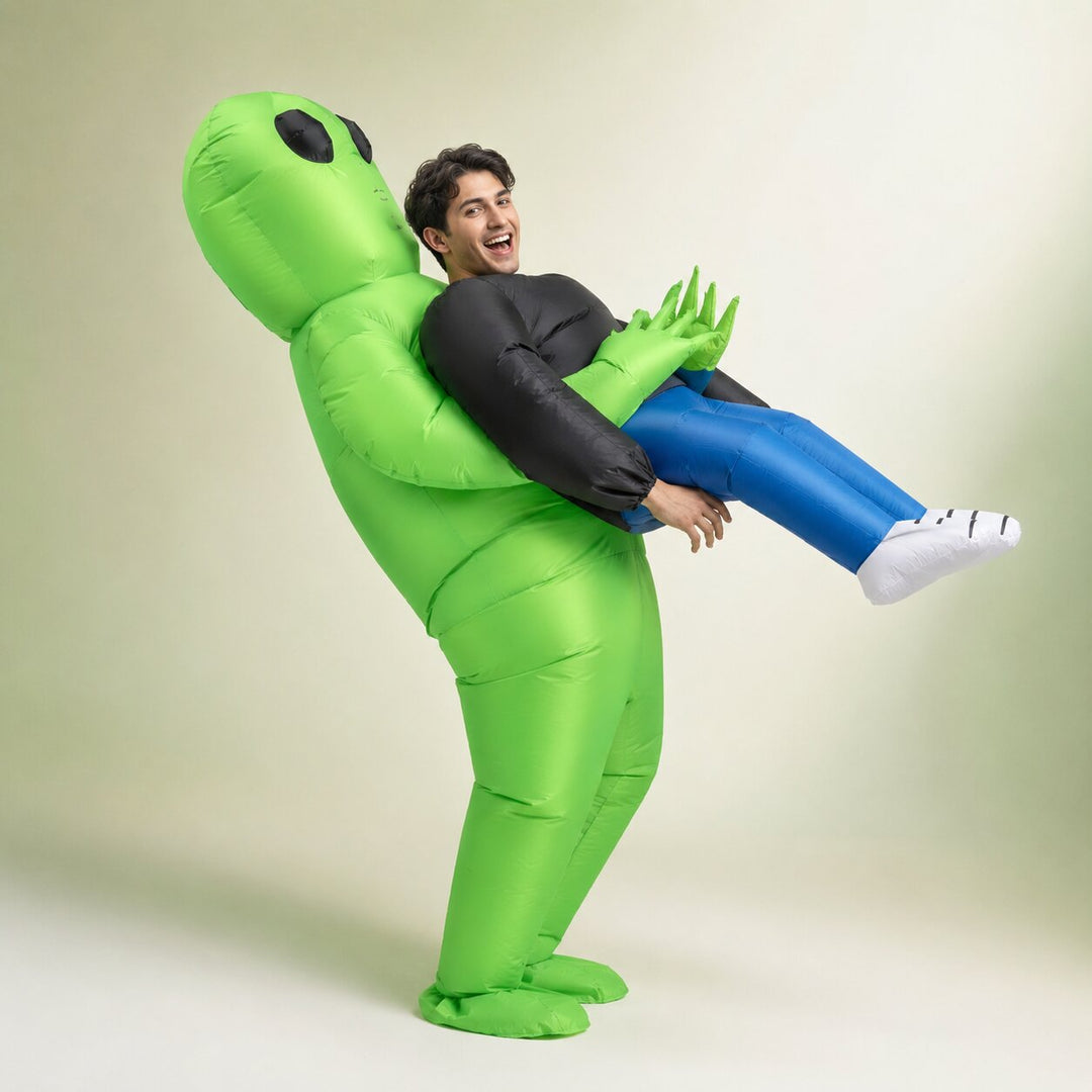 Men's Halloween Alien Abduction Inflatable Costume - Green