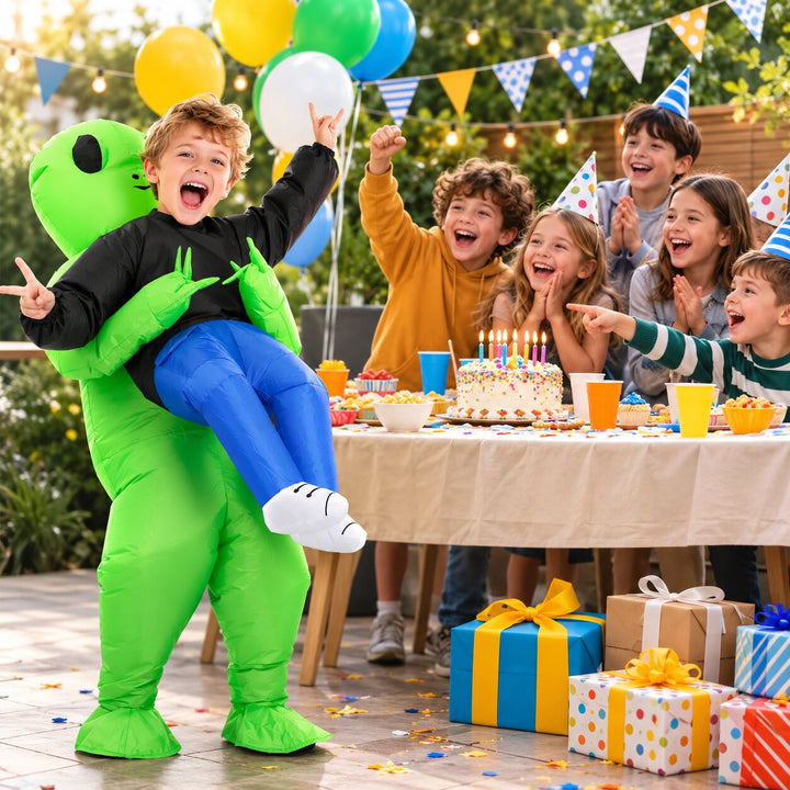 Men's Halloween Alien Abduction Inflatable Costume - Green