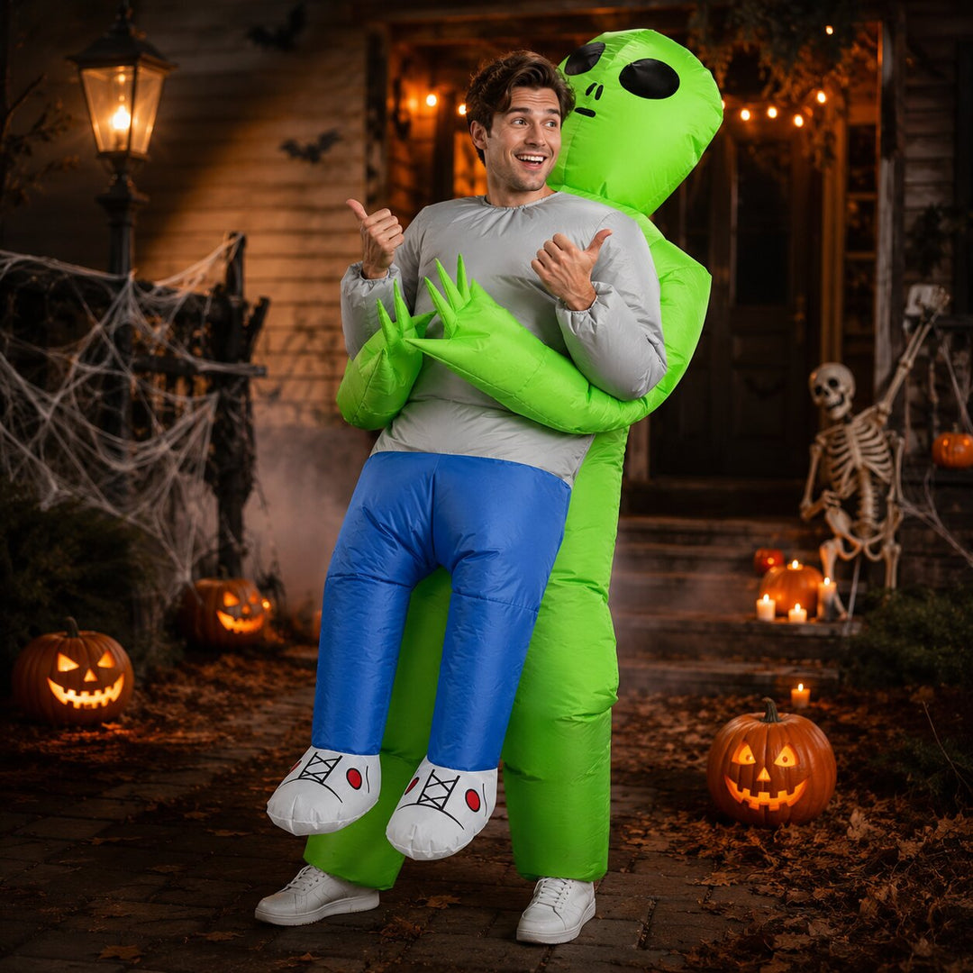 Men's Halloween Alien Abduction Inflatable Costume - Green