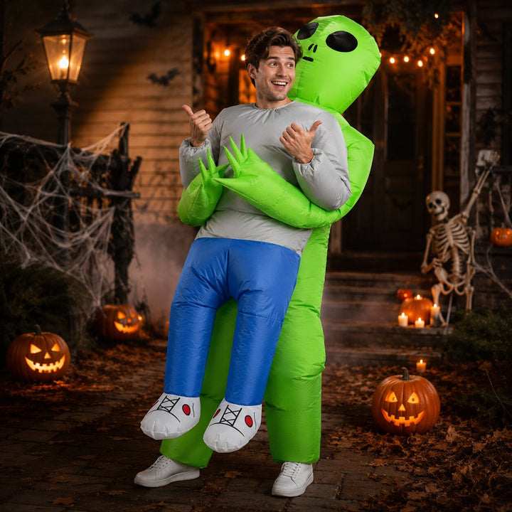 Men's Halloween Alien Abduction Inflatable Costume - Green