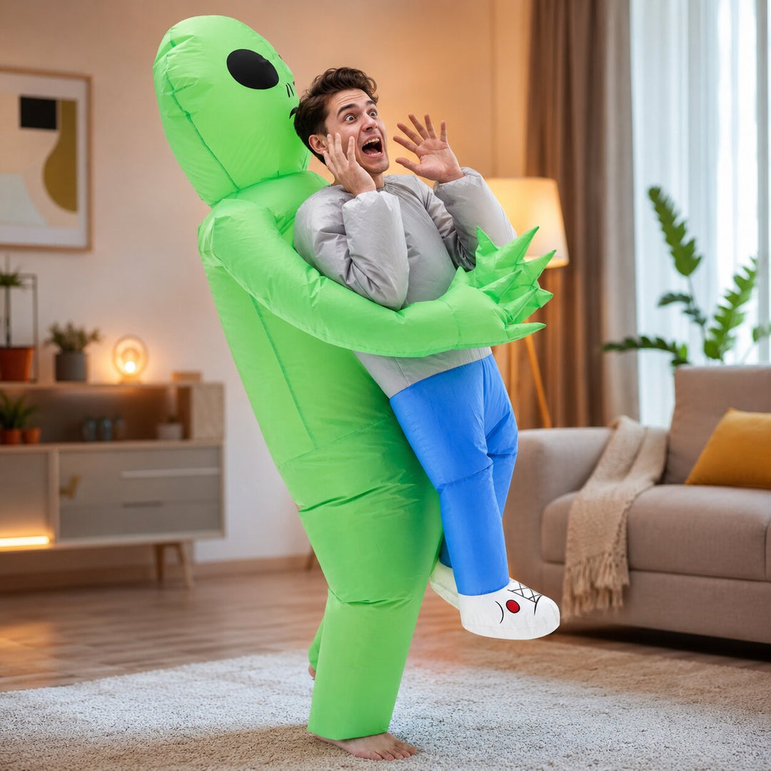 Men's Halloween Alien Abduction Inflatable Costume - Green