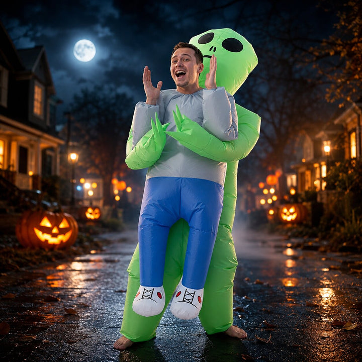 Men's Halloween Alien Abduction Inflatable Costume - Green
