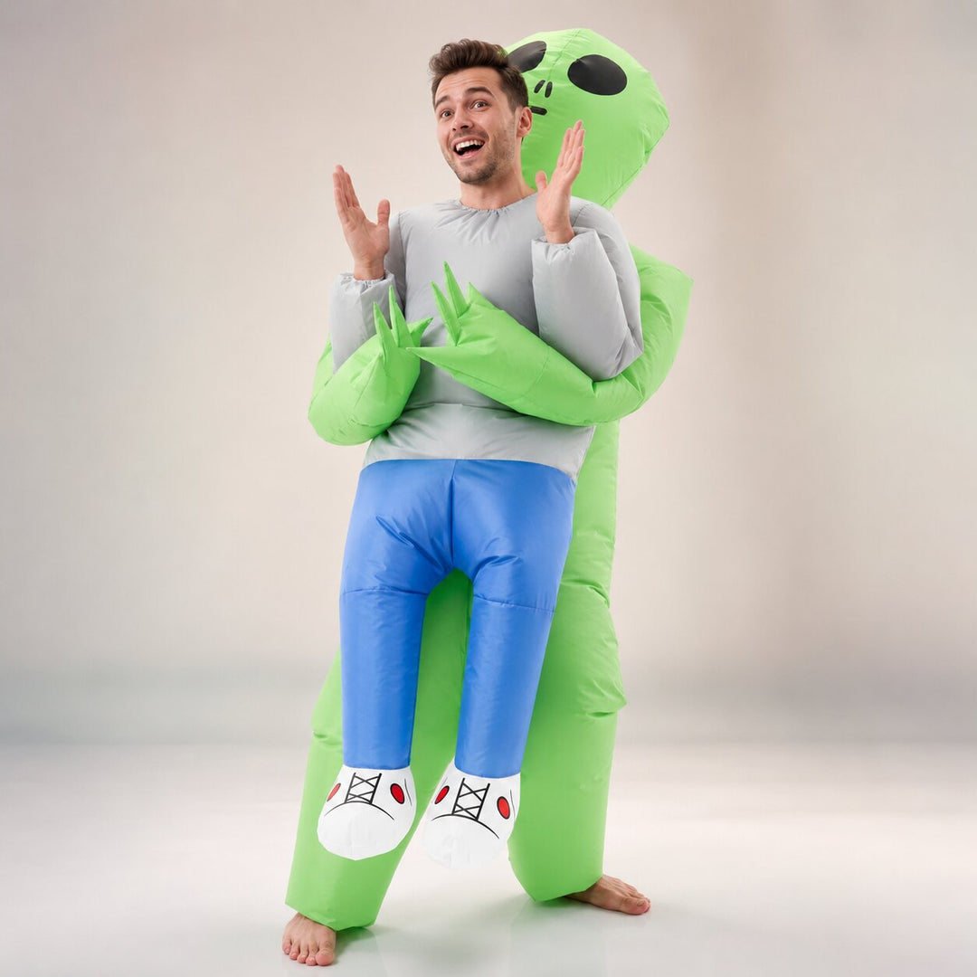 Men's Halloween Alien Abduction Inflatable Costume - Green