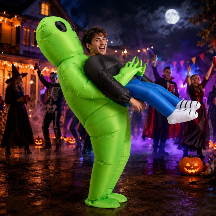 Men's Halloween Alien Abduction Inflatable Costume - Green