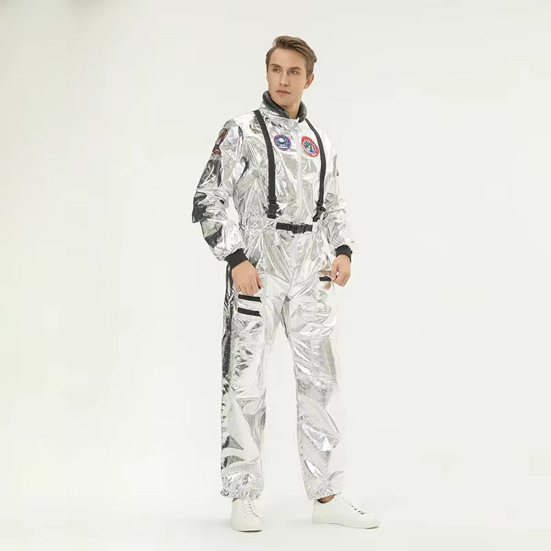 Men's Halloween Astronaut Jumpsuit Costume – White Zip Front